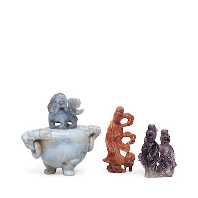 THREE HARDSTONE CARVINGS Republic period (4)