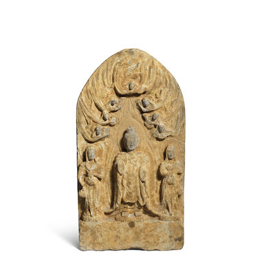A LARGE STONE BUDDHIST STELE Eastern Wei Dynasty style, Republic period