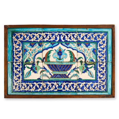 A Kutahya pottery tile panel Turkey, 19th Century