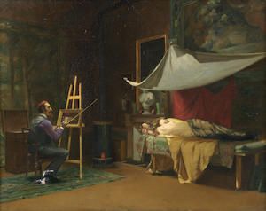 THEODORE JACQUES RALLI (1852-1909) La séance du modèle