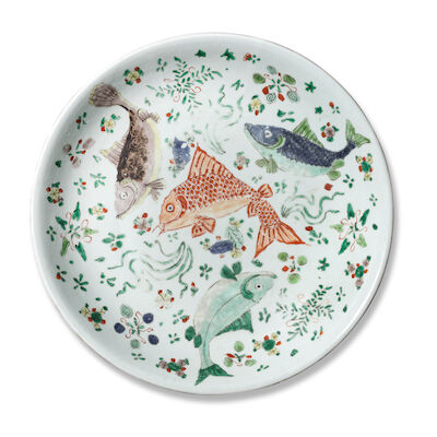 A FAMILLE VERTE 'FISH' DISH Kangxi