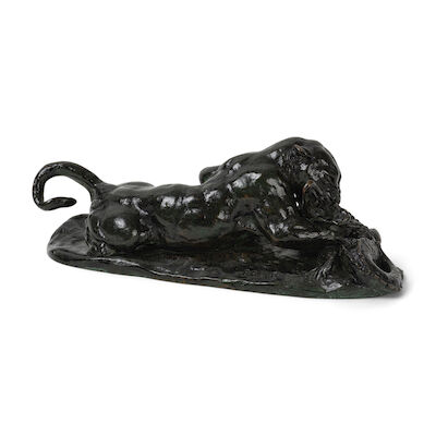 Atelier de Antoine Louis Barye (1795-1875)Groupe en bronze représentant Tigre dévorant un Gavial (seconde réduction)Workshop of Antoine Louis Barye (1795-1875)A bronze group depicting Tigre dévorant un Gavial (seconde réduction)
