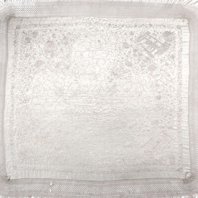 AN IVORY SILK CANTON COVERLET 19th century