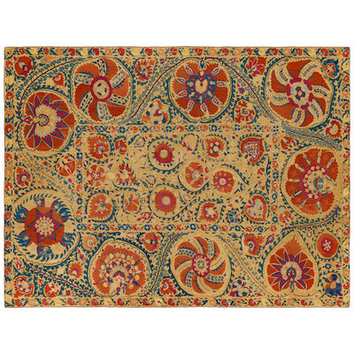 A Bokhara silk embroidered linen panel (susani) Uzbekistan, 19th Century