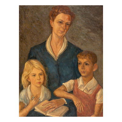 POLYKLEITOS RENGOS (1903-1984) Mère qui fait la lecture à ses enfants