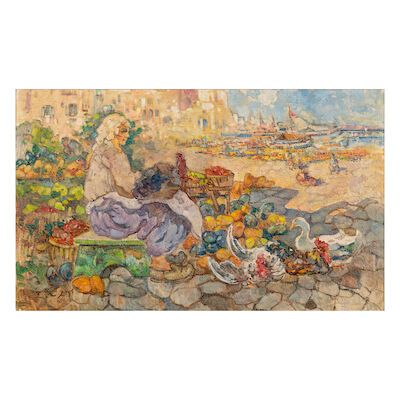 EPAMINONDAS THOMOPOULOS (1878-1976) La vandeuse des fruits