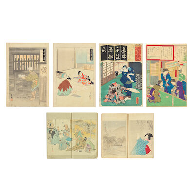 TWO VOLUMES OF BIJUTSU SEKAI (WORLD OF FINE ARTS); PRINTS BY UTAGAWA KUNISADA (1786-1865), OGATA GEKKO (1859-1920) AND TOYOHARA KUNICHIKA (1835-1900) (6)