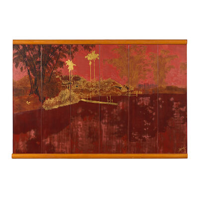 Pham Hau (Vietnamese, 1903-1994) Village au bord de l'eau