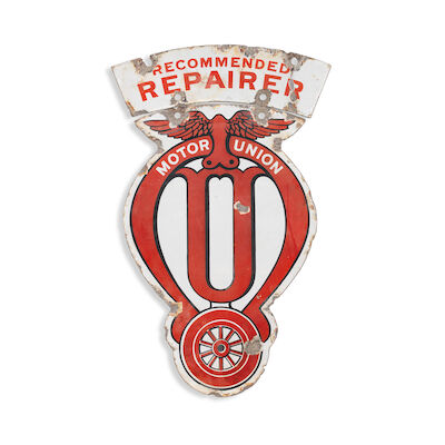 A rare and early 'Motor Union' double-sided enamel sign, 1911-1914, ((2))