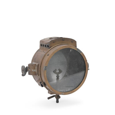 An acetylene 'Searchlight' driving lamp by R.Broadhurst of Coventry, Registered Design 1910