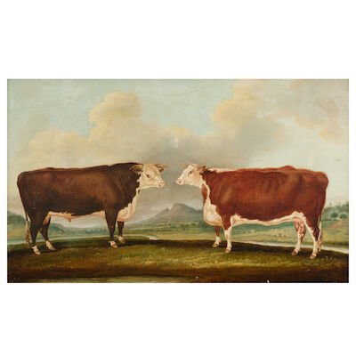 Thomas Weaver (British, 1774-1843) A prize winning Hereford Bull and a prize winning Hereford Cow