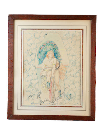 A Willette, "Bibendum doit l-obstacles" original pencil artwork