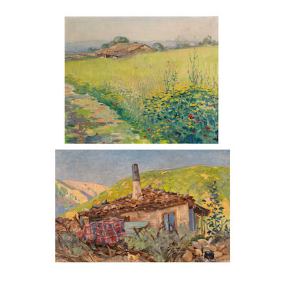 EPAMINONDAS THOMOPOULOS (1878-1976) a) Paysage de printemps b) Cabane sur les montagnes (2)
