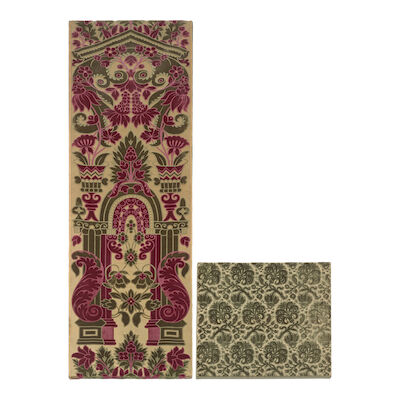 A panel of Genoa velvet, together with a panel of cut and uncut velvet Italian, the first 18th, the second 19th century ((2))