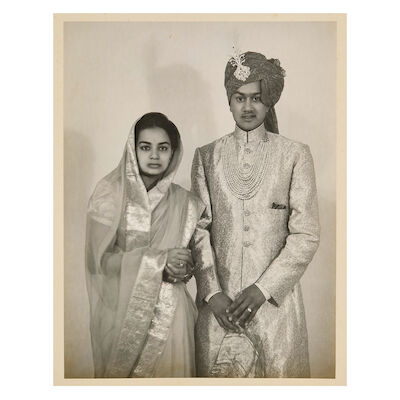 A photograph album commemorating the wedding of Princess Rohini Kumari of Ali Rajpur with Rajah Bahadur Narendra Singh of Sarila, depicting individual and group portraits, various ceremonies, large groups and processions Sarila, by K. L. Syed, State Photographer, Palanpur, 18th January 1945