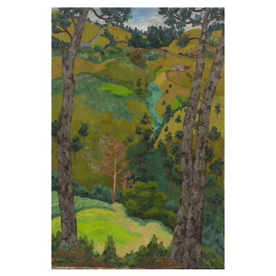 Sir Cedric Morris (British, 1889-1982) Landscape: Green Valley, St Helena 75.3 x 50.5 cm. (29 5/8 x 19 7/8 in.)