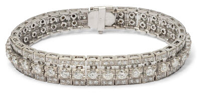 A diamond bracelet set with numerous brilliant and single-cut diamonds, mounted in 18k white gold. L. app. 17.8 cm.