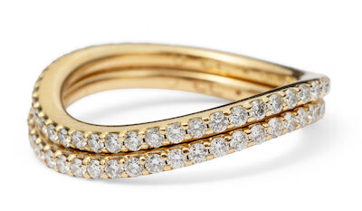 Charlotte Lynggaard: Two "Love Bands" diamond rings set with diamonds, mounted in 18k gold. Size app. 54. (2)