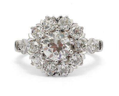 A diamond ring set with diamonds weighing a total of app. 2.26 ct, mounted in 18k white gold. Size 52.