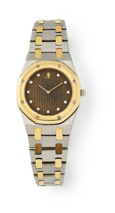 Audemars Piguet: Royal Oak of 18k gold and steel, ref. 6008SA. Mechanical movement with manual winding, cal. 2502. 1980s.