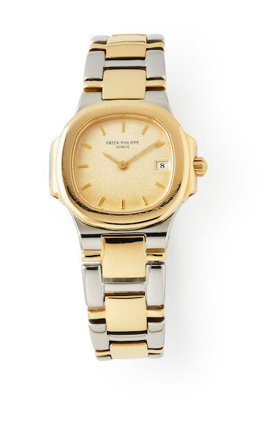 Patek Philippe: Nautilus of 18k gold and steel, ref. 4700. Quartz movement with date indication, cal. E19. 1980s.