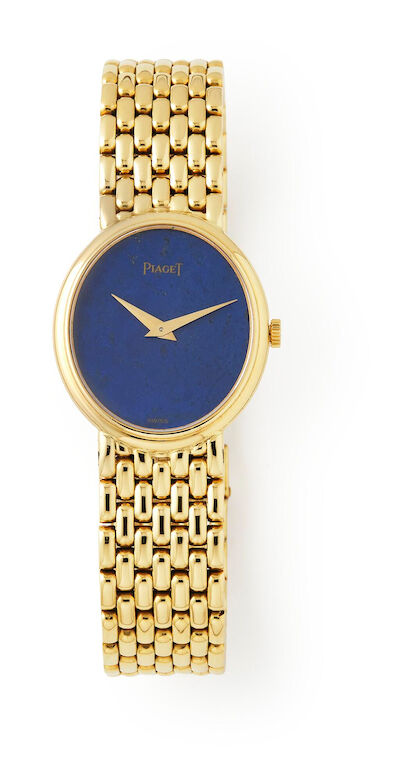 Piaget: "Lapis Lazuli" of 18k gold, ref. 9822. Mechanical movement with manual winding, cal. 9P. 1970s.