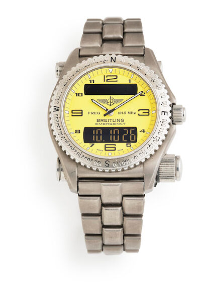 Breitling: Emergency "Yellow" of titanium, ref. E56121.1. Quartz movement with chronograph, calendar and alarm, cal. B56. 2000s.