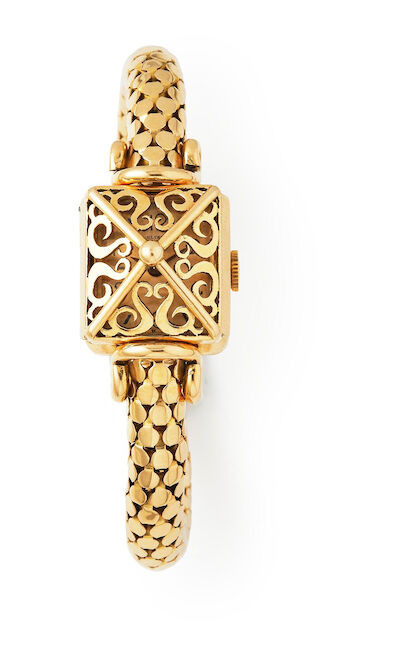 Ulysse Nardin: ''Montre à Secret'' of 18k gold, ref. 1316. Mechanical movement with manual winding. 1950 - 1960s.