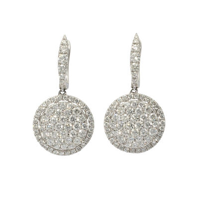Povl Klarlund: A pair of diamond ear pendants set with numerous diamonds, mounted in 18k white gold. L. 3 cm. (2)