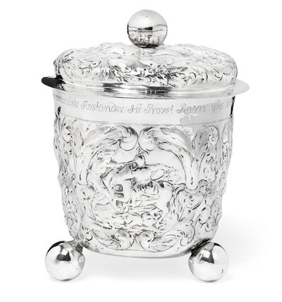 Jørgen Stilche: Danish Baroque silver covered beaker. Copenhagen 1687 and month mark F. Weight 410 g. H. 18 cm.