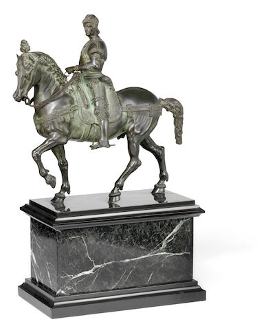 Andrea del Verrocchio, after: Equestrian statue of Bartolomeo Colleoni. Late 19th century. H. 53 cm. W. 31 cm. D. 17 cm.