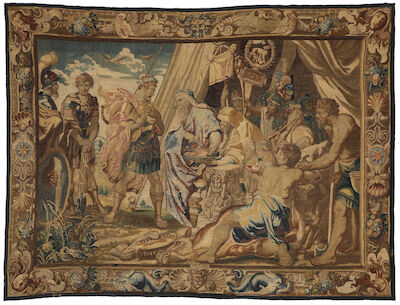 "Oracle of Decius Mus". A Brussels tapestry depicting scenery after Peter Paul Rubens. Executed by Jan Raes the Elder(1574-1651). 432 x 332 cm.