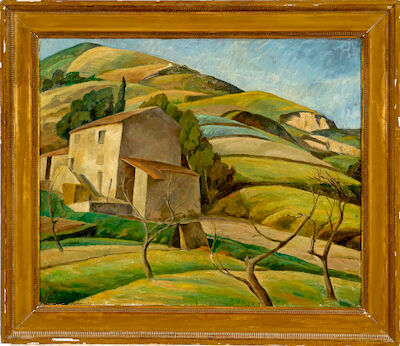 Ellen Fischer: Landscape, France. Signed Ellen Fischer 1921. Oil on canvas. 54 x 65 cm. Landscape, France. Signed Ellen Fischer 1921. Oil on canvas. 54 x 65 cm.