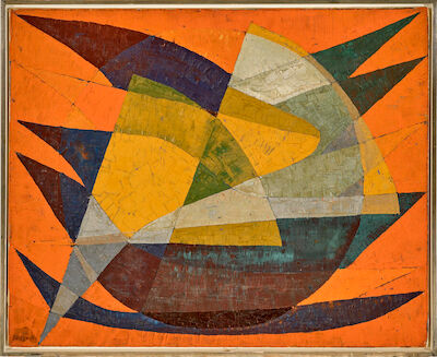 Jean Deyrolle: "Nicodème", opus 811, Gordes December 1965. Signed J. Deyrolle. Tempera on canvas. 65 x 81 cm. "Nicodème", opus 811, Gordes December 1965. Signed J. Deyrolle. Tempera on canvas. 65 x 81 cm.