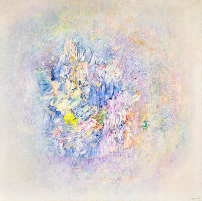 Jakob Weidemann: "L'ancolil", 1975-76. Signed Weidemann; signed, titled and dated on the reverse. Oil on canvas. 150 x 150 cm. Unframed. "L'ancolil", 1975-76. Signed Weidemann; signed, titled and dated on the reverse. Dedicated "Til Rolf for han likte det så godt" (To Rolf, since he liked it so much