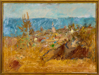 Oluf Høst: View over Gudhjem, Bornholm. Signed O.H. marts 33 (signed twice and dated). Oil on canvas. 61 x 81 cm. View over Gudhjem, Bornholm. Signed O.H. marts 33 (signed twice and dated). Oil on canvas. 61 x 81 cm.