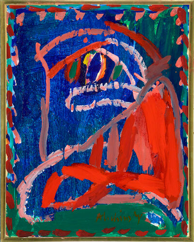 Pierre Alechinsky: "Au contraire", 1966. Signed Alechinsky; signed, titled and dated on the reverse. Acrylic on paper laid down on canvas. 66 x 52 cm. "Au contraire", 1966. Signed Alechinsky; signed, titled and dated on the reverse. Acrylic on paper laid down on canvas. 66 x 52 cm.