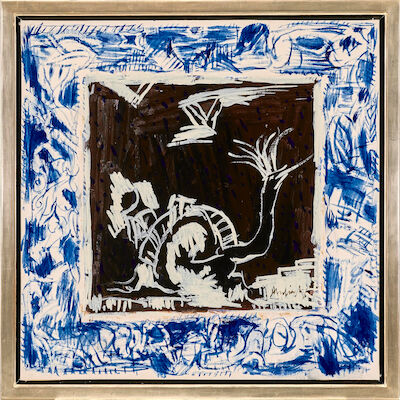 Pierre Alechinsky: "Cagouille s'apparat", 2005. Signed Alechinsky; signed, titled and dated on the reverse. Acrylic on paper laid down on canvas. 93 x 94 cm. "Cagouille s'apparat", 2005. Signed Alechinsky; signed, titled and dated on the reverse. Acrylic on paper laid down on canvas. 93 x 94 cm.