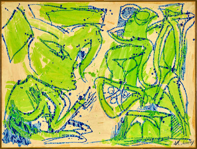 Pierre Alechinsky: "Narghilé", 1968 XII. Signed Alechinsky; signed, titled and dated on the reverse. Acrylic on paper laid down on canvas. 114 x 151 cm. "Narghilé", 1968 XII. Signed Alechinsky; signed, titled and dated on the reverse. Acrylic on paper laid down on canvas. 114 x 151 cm.