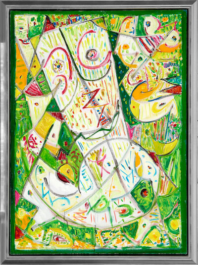 Egill Jacobsen: "Komposition i grønt", 1990. Signed and dated on the reverse. Oil on canvas. 100 x 73 cm. "Komposition i grønt" (Composition in green), 1990. Signed and dated on the reverse. Oil on canvas. 100 x 73 cm.