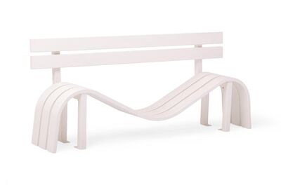 Jeppe Hein: "Bench Around the World #04", 2008". Unsigned. Edition 04/140 + 2 AP. Powder-coated galvanised steel. 77 x 186 x 45 cm. "Bench Around the World #04", 2008". Unsigned. Edition 04/140 + 2 AP. Powder-coated galvanised steel. 77 x 186 x 45 cm.
