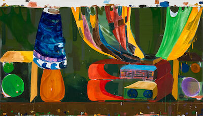 Tal R: "Wave Lamp", 1999. Signed T. Oil on canvas. 172 x 300 cm. Unframed. "Wave Lamp", 1999. Signed T. Oil on canvas. 172 x 300 cm. Unframed.