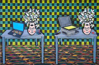 Jesper Christiansen: "Sfumago", 2004. Signed, titled and dated on the reverse. Oil on canvas. 180 x 240 cm. Unframed. "Sfumago", 2004. Signed, titled and dated on the reverse. Oil on canvas. 180 x 240 cm. Unframed.