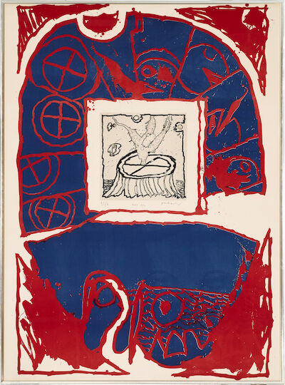 Pierre Alechinsky: "Mat". Signed Alechinksy 1975, 31/50. Lithograph in colours, aquatint. Visible size 157 x 115 cm. "Mat". Signed Alechinksy 1975, 31/50. Lithograph in colours, aquatint. Visible size 157 x 115 cm.