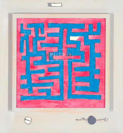 Sven Dalsgaard: Untitled, 1996. Signed and dated on the reverse. Mixed media on plywood. 61 x 58 cm. Untitled, 1996. Signed and dated on the reverse. Mixed media on plywood. 61 x 58 cm.