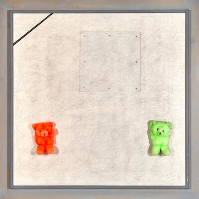 Sven Dalsgaard: "Rekreation". Signed Sven Dalsgaard 1992. Mixed media on plywood. 92 x 92 cm. "Rekreation". Signed Sven Dalsgaard 1992. Mixed media on plywood. 92 x 92 cm.
