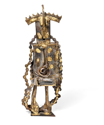 Robert Jacobsen: Untitled, standing figure. Iron with leaf gold. H. 36 cm. Untitled, standing figure. Iron with leaf gold. H. 36 cm.