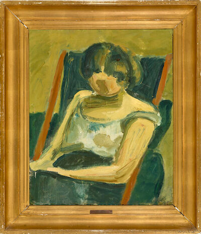 Harald Giersing: Reading Girl, 1913. Signed monogram. Oil on canvas. 61 x 51 cm. Reading Girl, 1913. Signed monogram. Oil on canvas. 61 x 51 cm.