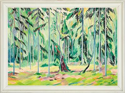 William Scharff: In the forest. Signed William Scharff 1943. Oil on canvas. 100 x 140 cm. In the forest. Signed William Scharff 1943. Oil on canvas. 100 x 140 cm.
