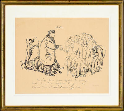 Edvard Munch: "Karikatur: Den rike mann", 1910 or 1911. Signed Edv. Munch. Lithograph. Sheet size 38 x 47.5 cm. "Karikatur: Den rike mann" (Caricature: The Rich Man), 1910 or 1911. Signed Edv. Munch. Lithograph. Sheet size 38 x 47.5 cm.